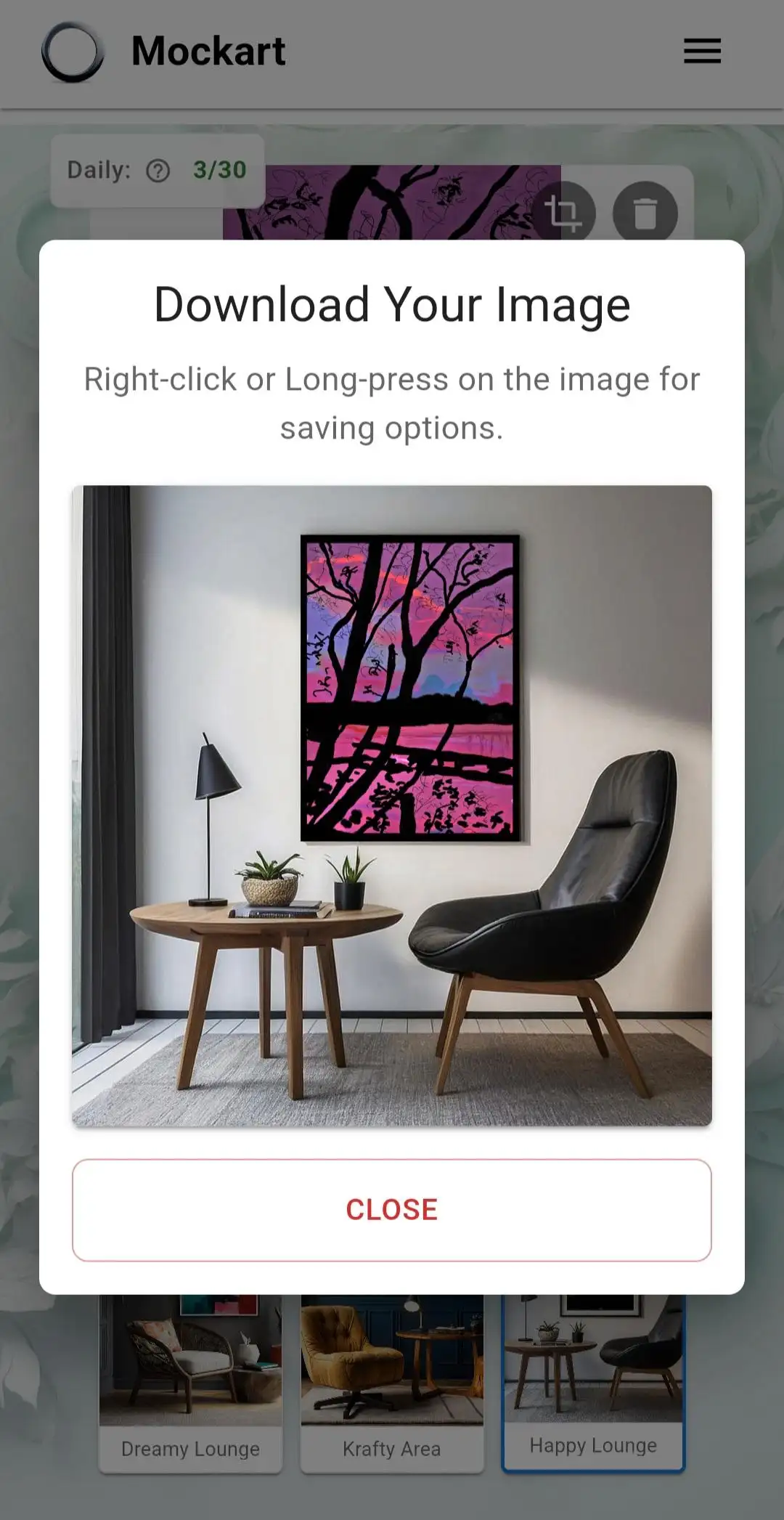 Mockart workflow for dining room wall art mockup